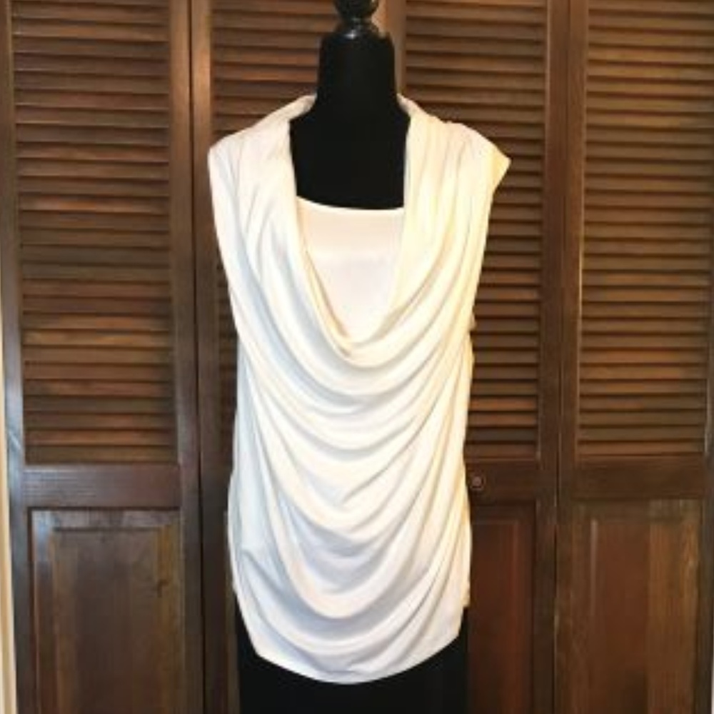 Adrienne Vittadini Ivory Sequined Evening Top